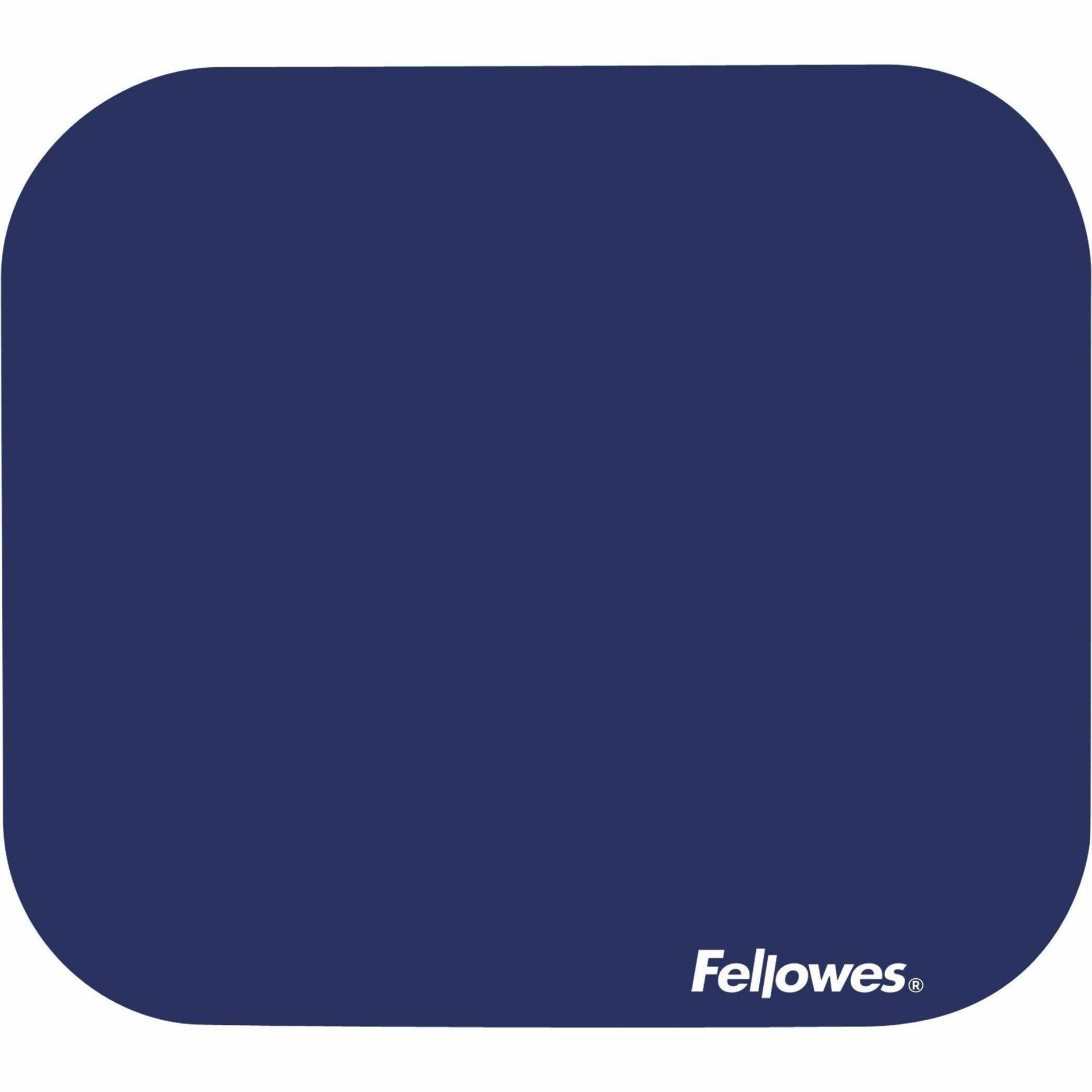 Fellowes blue mouse pad with non-slip base shown from top view with logo-alternate-image1