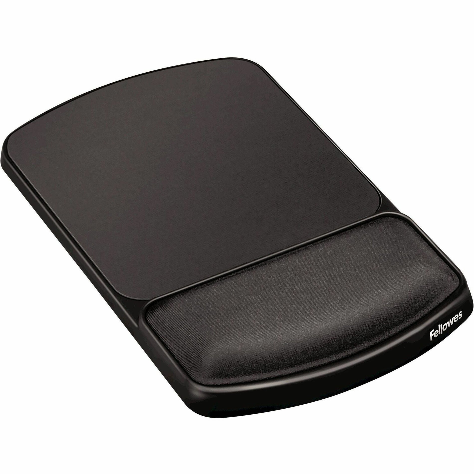 Top view of Fellowes graphite-colored gel wrist rest and mouse pad with ergonomic design-alternate-image1