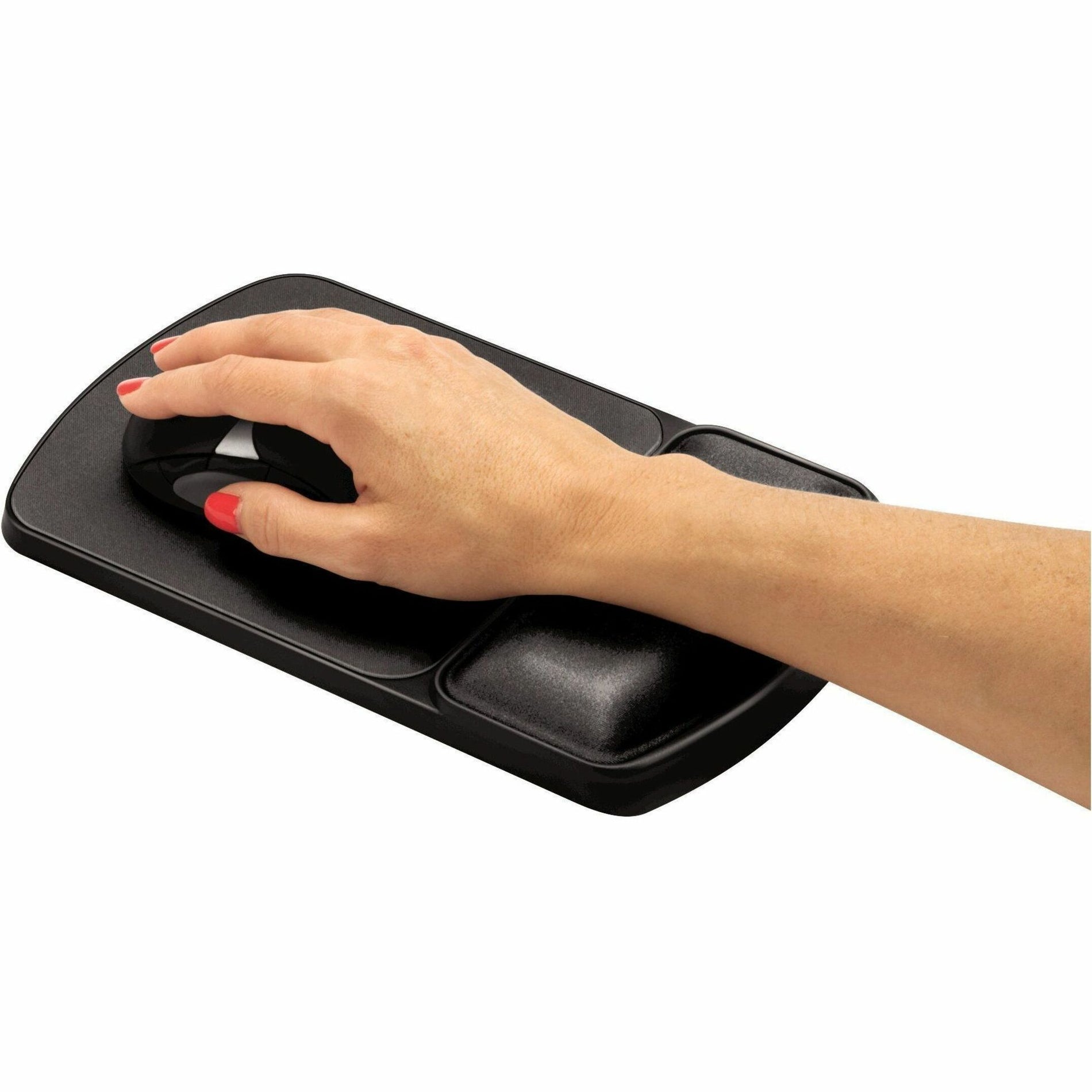 Demonstration of hand position and movement on Fellowes gel wrist rest mouse pad-alternate-image5