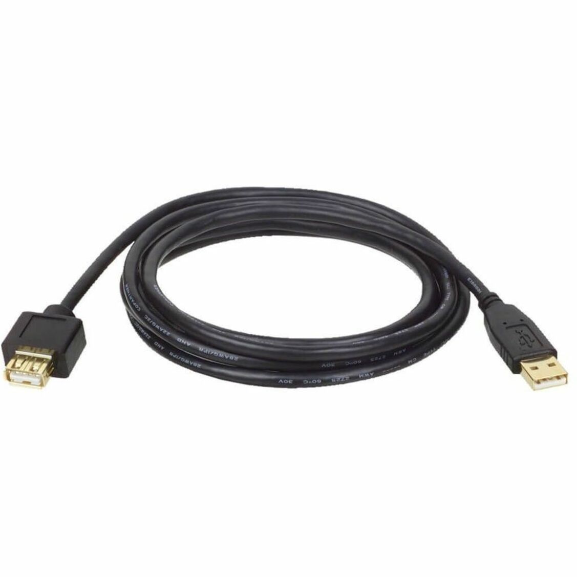 Full length view of Tripp Lite 10-foot USB 2.0 extension cable coiled to show length and flexibility-alternate-image3