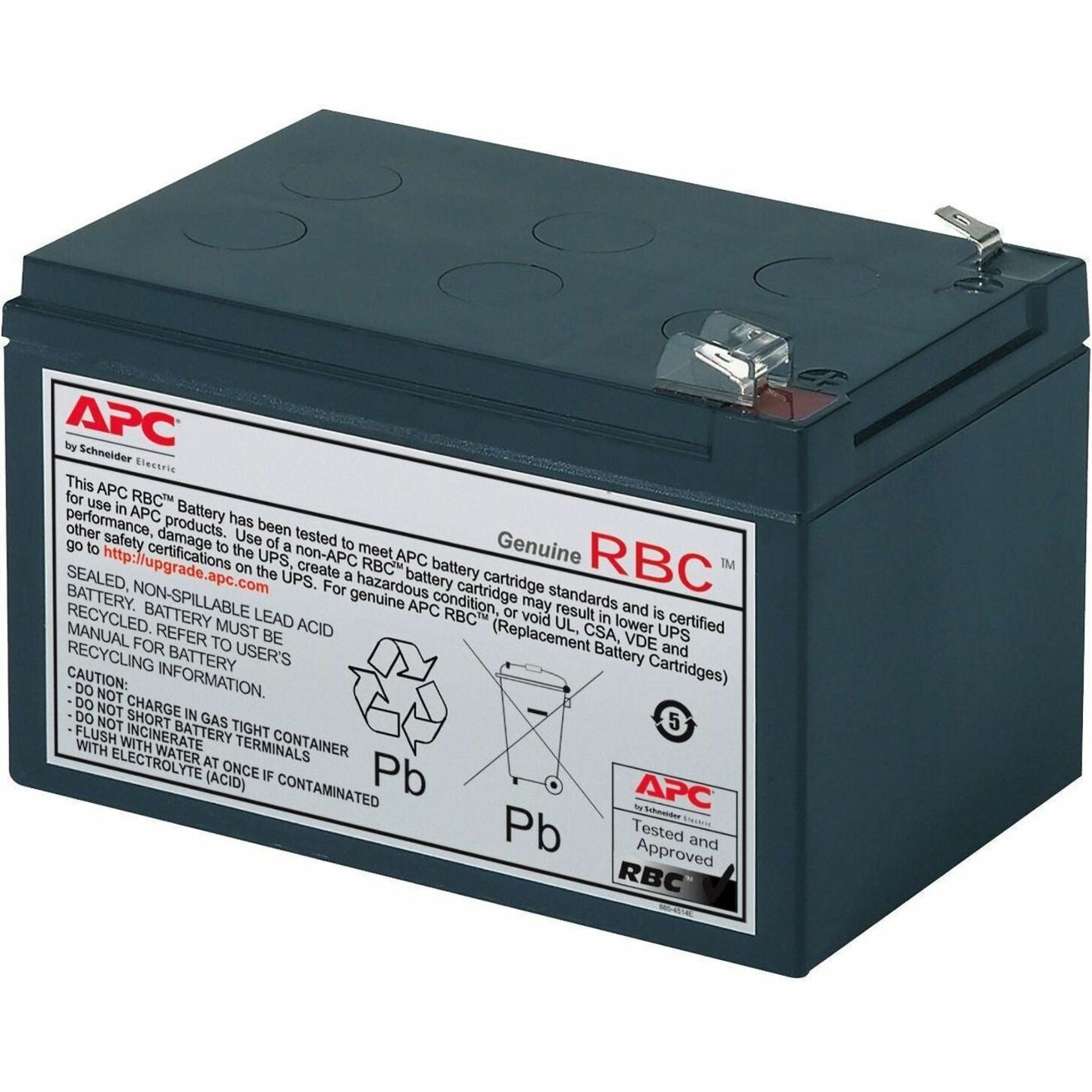 APC RBC4 Replacement Battery Cartridge with detailed safety and recycling information label-alternate-image1