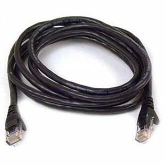 Black Belkin Cat 6 UTP network patch cable with RJ-45 connectors and snagless boots-alternate-image1