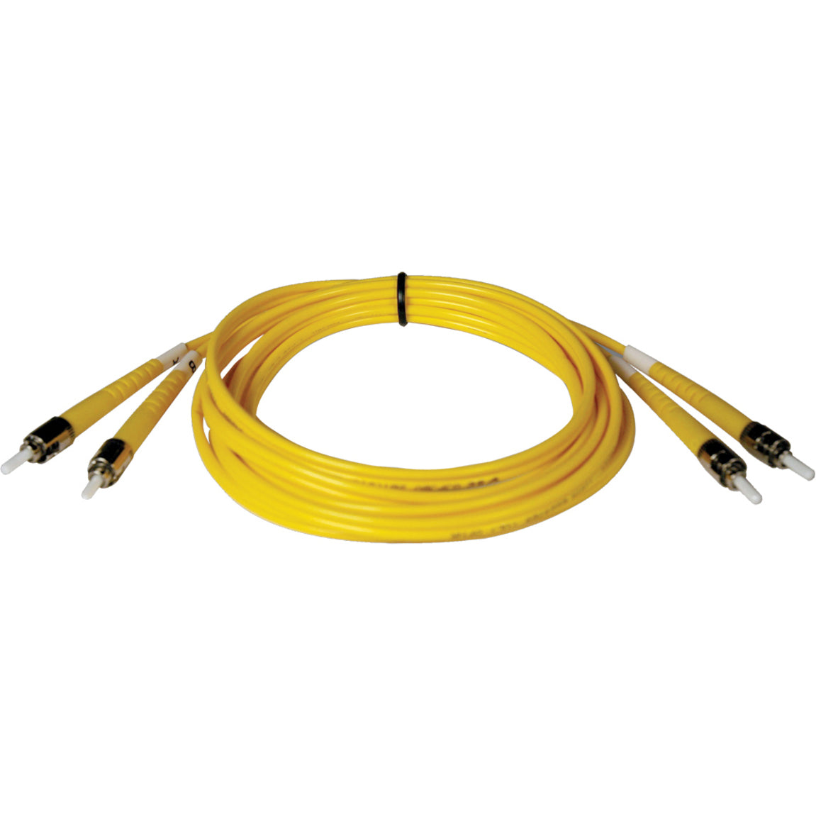 5-meter yellow singlemode duplex fiber optic patch cable with ST connectors on both ends-alternate-image1