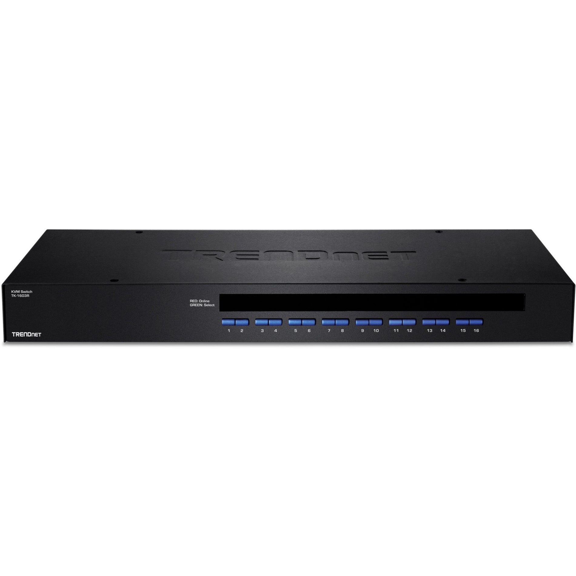 TRENDnet 16-Port Rack Mount USB KVM Switch, VGA and USB Connection, Supports USB and PS/2, Auto-Scan, Device Monitoring, Audible Feedback, Plug and Play, Hot Pluggable, Rack Mountable, Black, TK-1603R