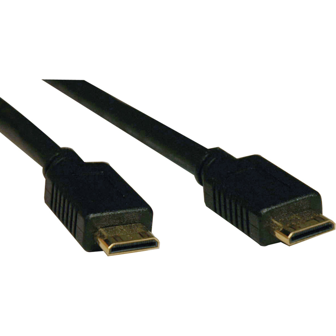 6-foot black Mini-HDMI to Mini-HDMI cable with gold-plated connectors showing both male ends-alternate-image1