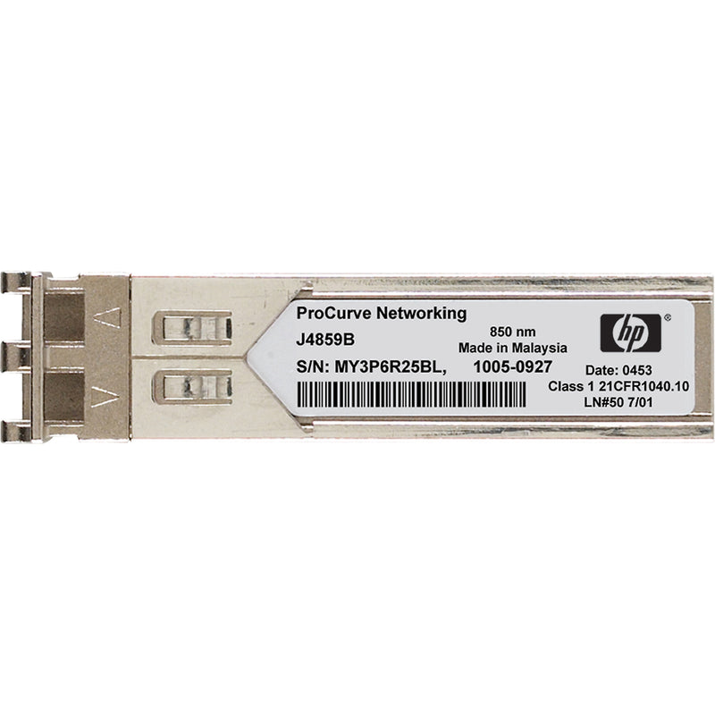 HPE ProCurve J4859B Mini-GBIC SFP transceiver module with LC connector interface and 850nm wavelength specification