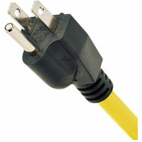 Close-up of NEMA 5-15P plug with strain relief and yellow cord-alternate-image3