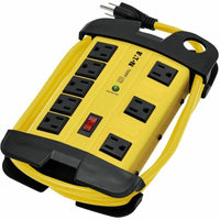 Angled view highlighting safety yellow color of surge protector-alternate-image5