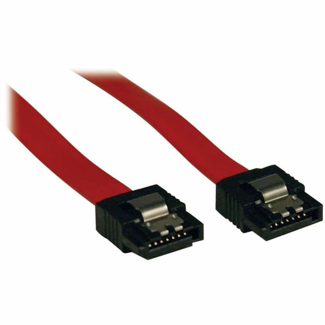 Red SATA data cable with black connectors showing both ends with 7-pin configuration-alternate-image1