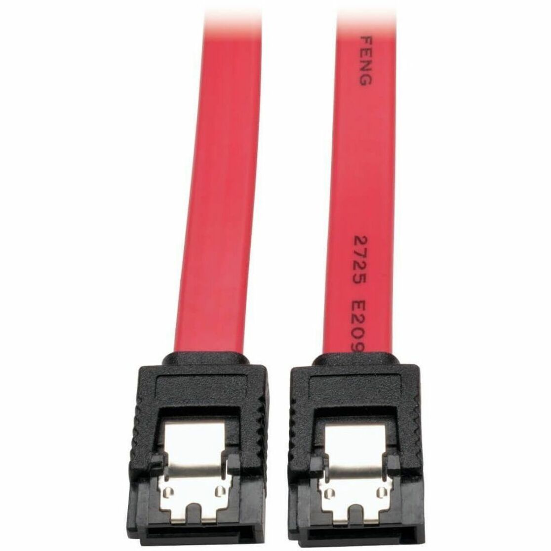 Close-up view of SATA cable connectors showing metal latch mechanism and red cable jacket-alternate-image2