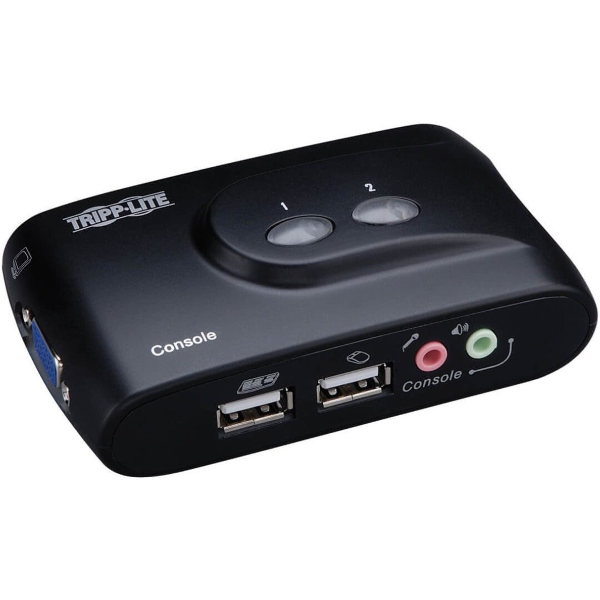 Tripp Lite B004-VUA2-K-R 2-Poort USB KVM-schakelaar met audio compact zwart ontwerp