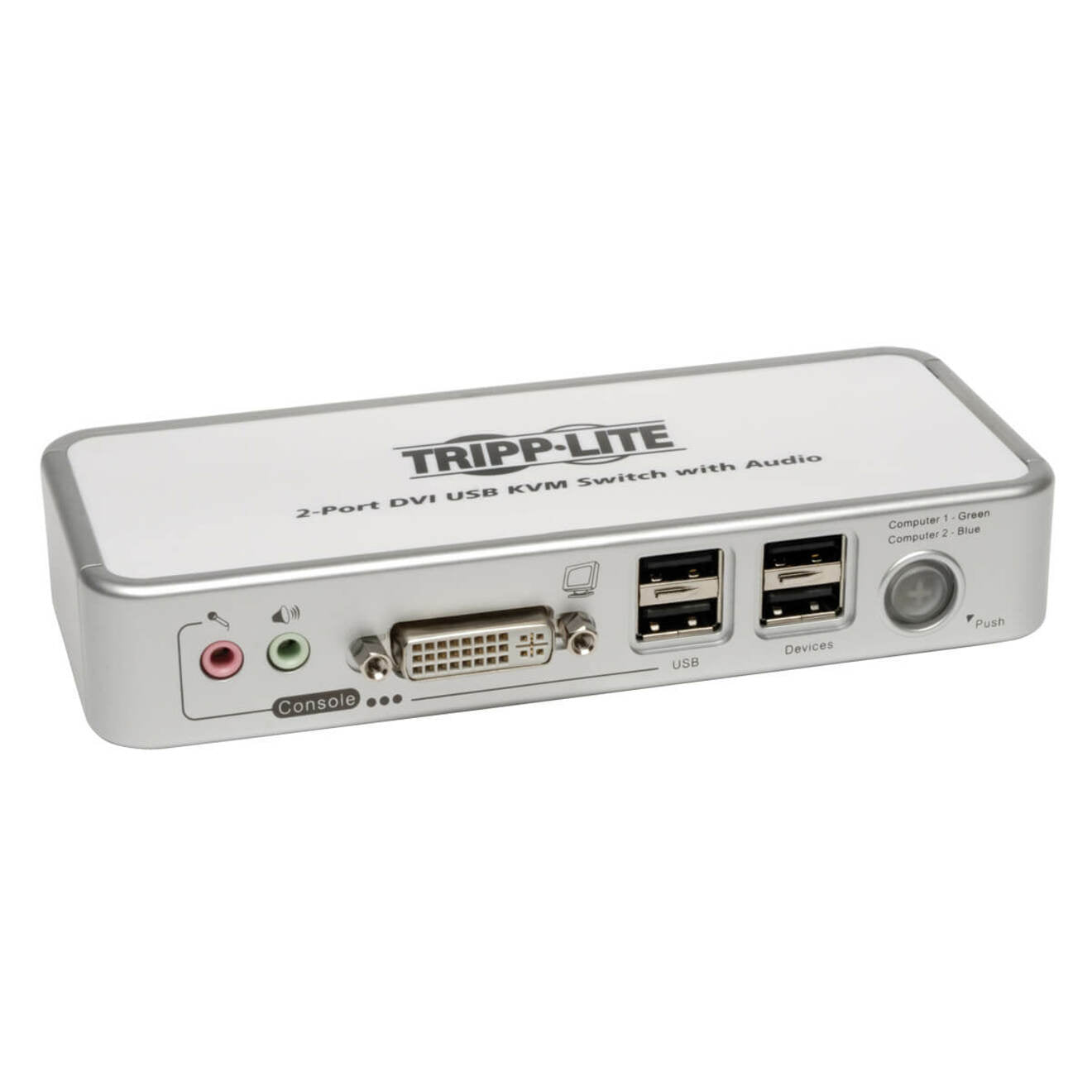 Tripp Lite by Eaton 2-Port DVI/USB KVM Switch, Audio & USB 2.0 Peripheral Sharing, 2048x1536 Resolution, QXGA/WUXGA Support, Hotkey Switching, PC Compatible - B004-DUA2-K-R (3 Year Warranty)