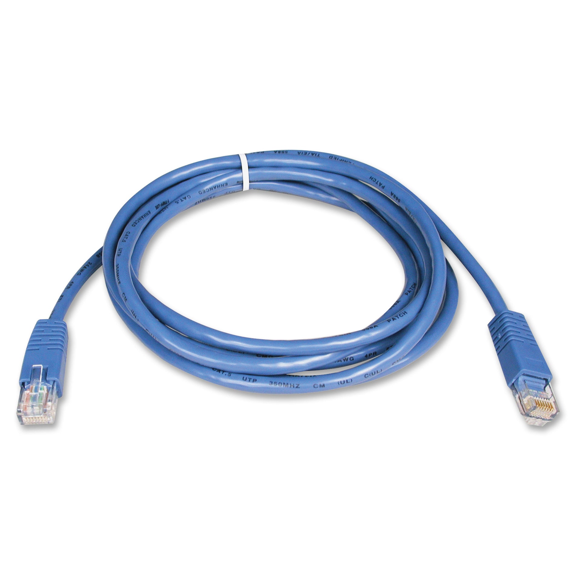 Full-length view of 100ft blue Cat5e network cable with RJ45 connectors-alternate-image2