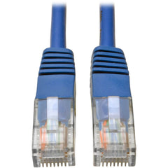 Tripp Lite Series Cat5e Network Cable, 100ft Blue Molded RJ45 Male/Male Patch Cable, 350MHz/1Gbps, Gold Plated, Strain Relief, PVC Jacket, Copper Conductor (N002-100-BL) Lifetime Warranty