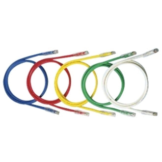 Assortment of Panduit NetKey Cat6 patch cables in blue, red, yellow, green, and white colors, each 5 feet in length with RJ-45 connectors-alternate-image1