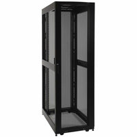 Side view of Tripp Lite SR48UBEXP 48U rack cabinet showing perforated mesh panels and sturdy frame construction-alternate-image1