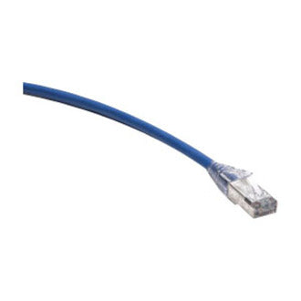 Blue Leviton Cat.6 network patch cable with transparent RJ-45 connector and snagless boot-alternate-image1