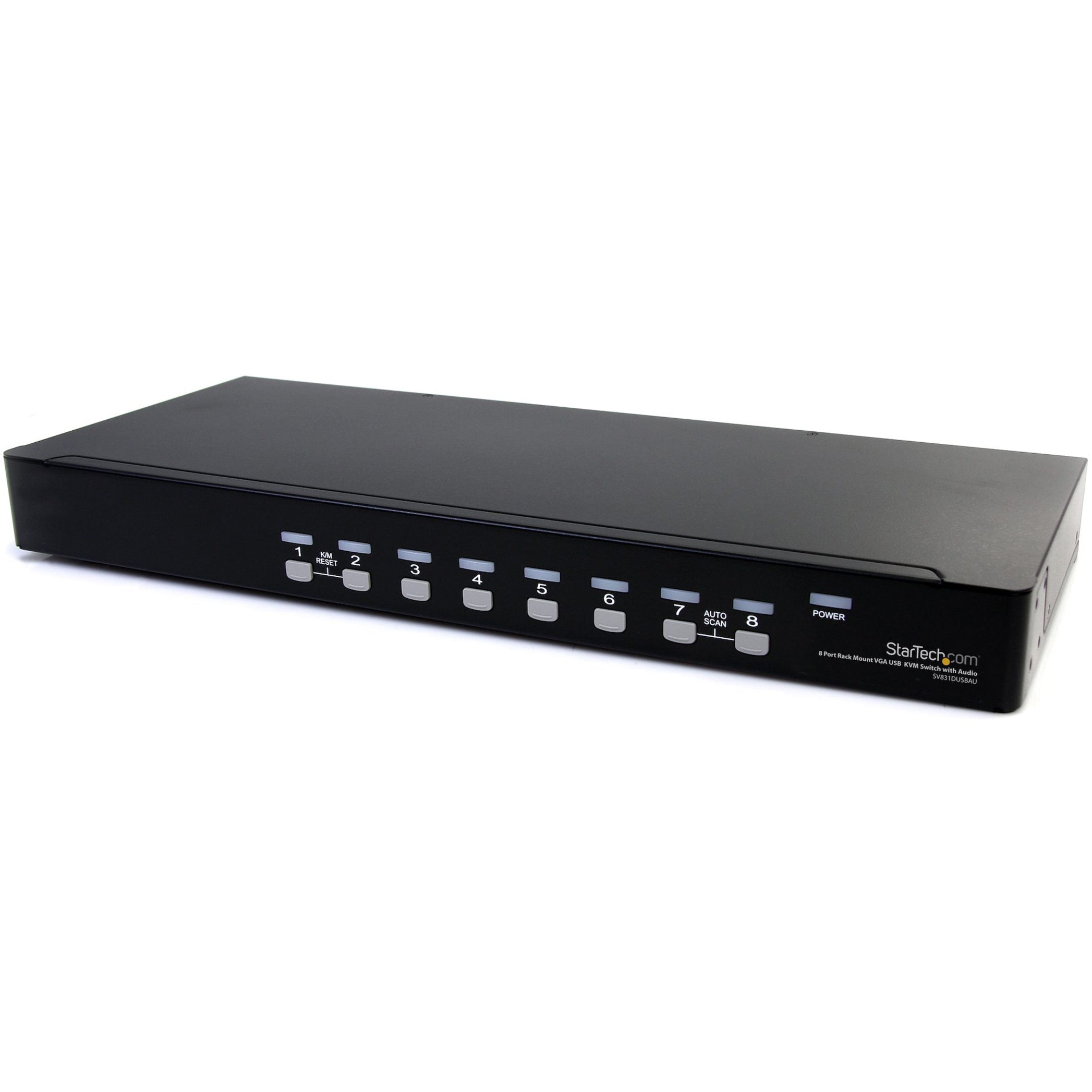 StarTech.com StarView 8-Port USB VGA KVM Switchbox, Rack Mount, 1920x1440 Resolution, Audio/Mic Ports, TAA Compliant, 1U Form Factor, Daisy Chain Support - SV831DUSBAU (3 Year Warranty)