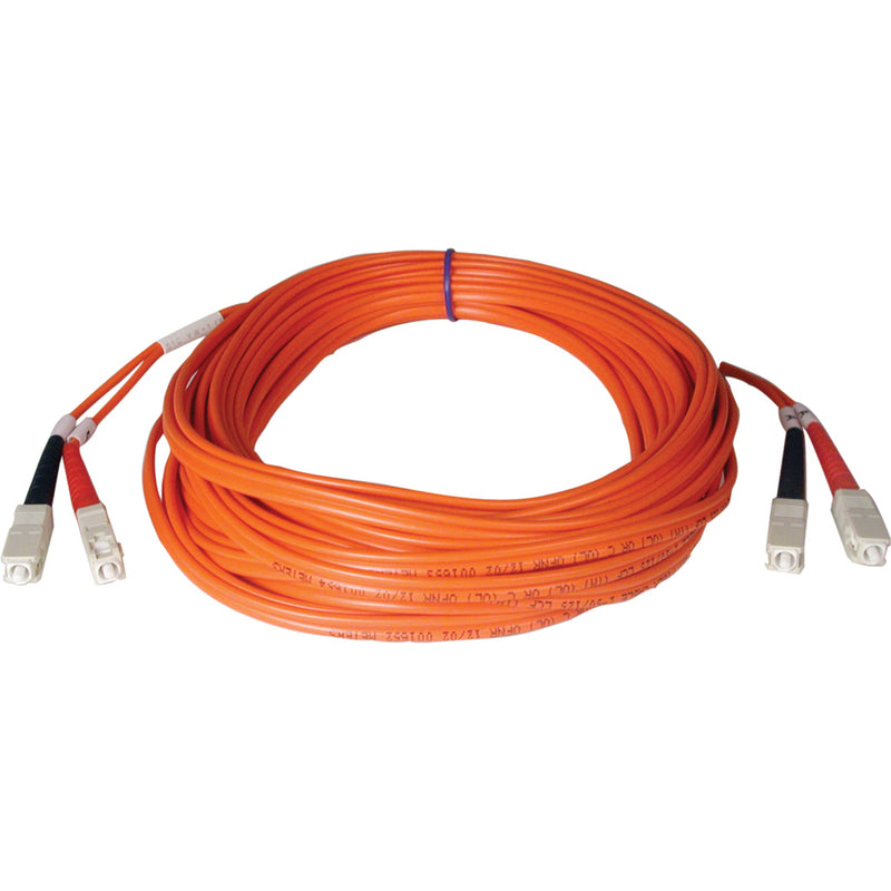 2-meter orange multimode duplex fiber optic cable with SC connectors on both ends