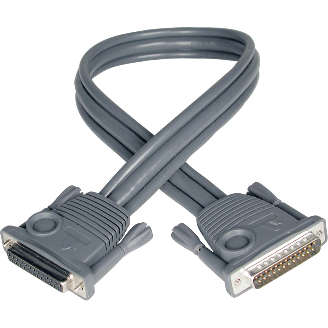 2-foot gray KVM daisy chain cable with male and female DB25 connectors and molded strain relief-alternate-image1