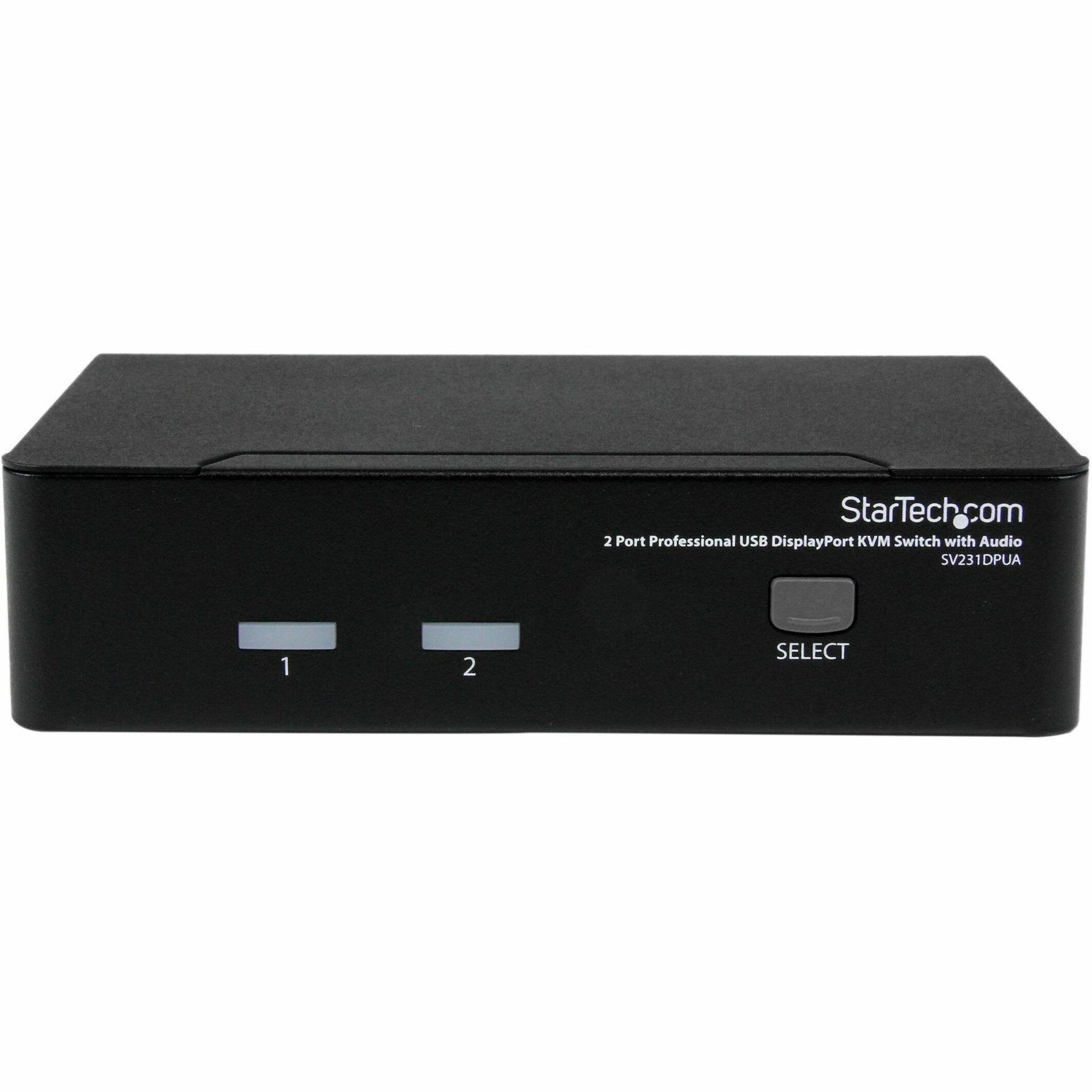 StarTech.com 2 Port USB DisplayPort KVM Switch with Audio (SV231DPUA)