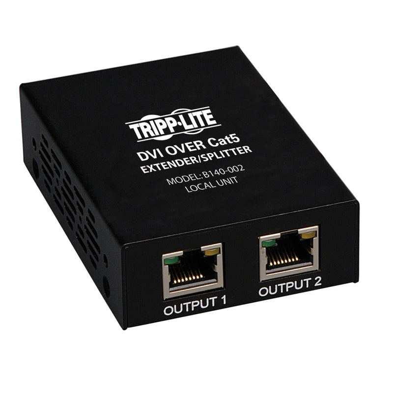 Tripp Lite B140-002 DVI over Cat5 extender/splitter showing two RJ45 output ports and product branding