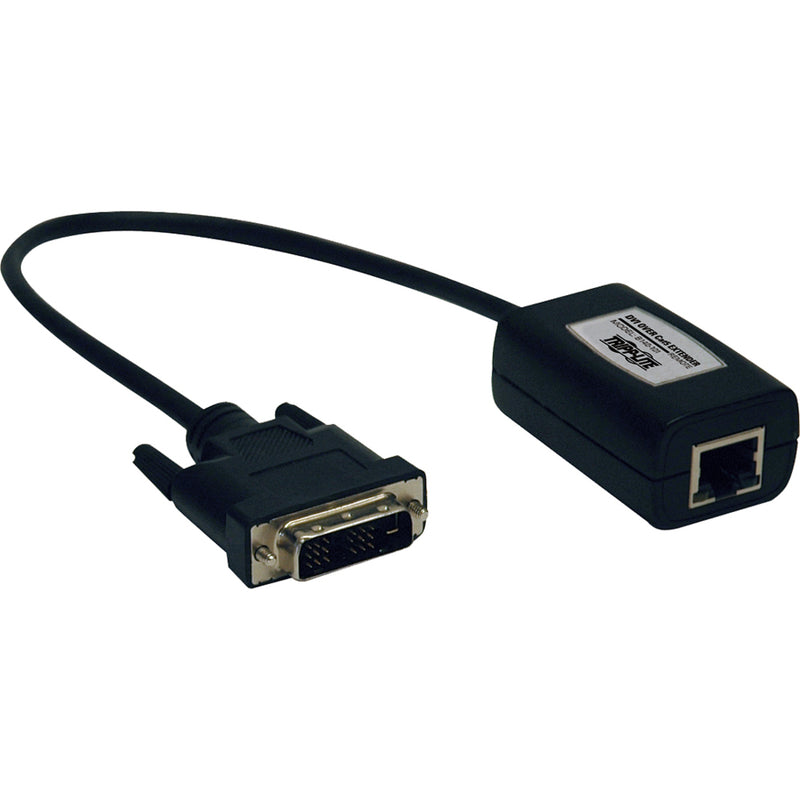 Tripp Lite B140-1P0 DVI over Cat5 receiver unit featuring DVI connector and RJ45 port with black housing