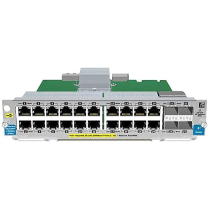 Front view of HPE E Expansion Module showing 20 RJ-45 ports and dual SFP+ slots-alternate-image1