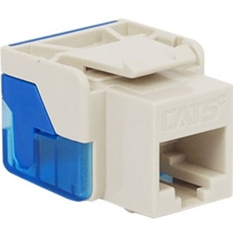 White ICC CAT5e modular connector with transparent blue termination cap, front-angled view-alternate-image1