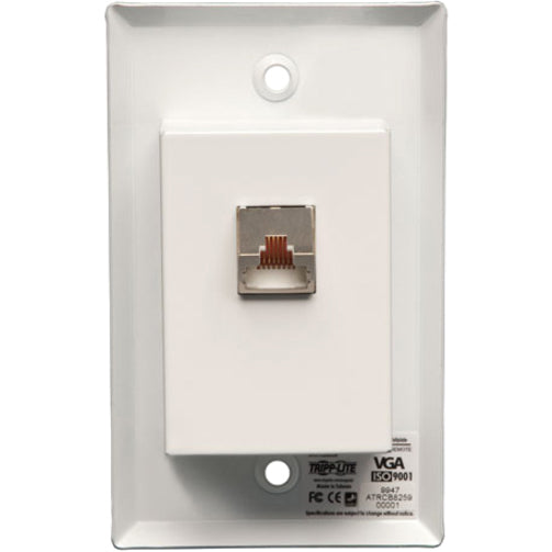 Rear view of white wallplate showing RJ45 network port and mounting holes-alternate-image2