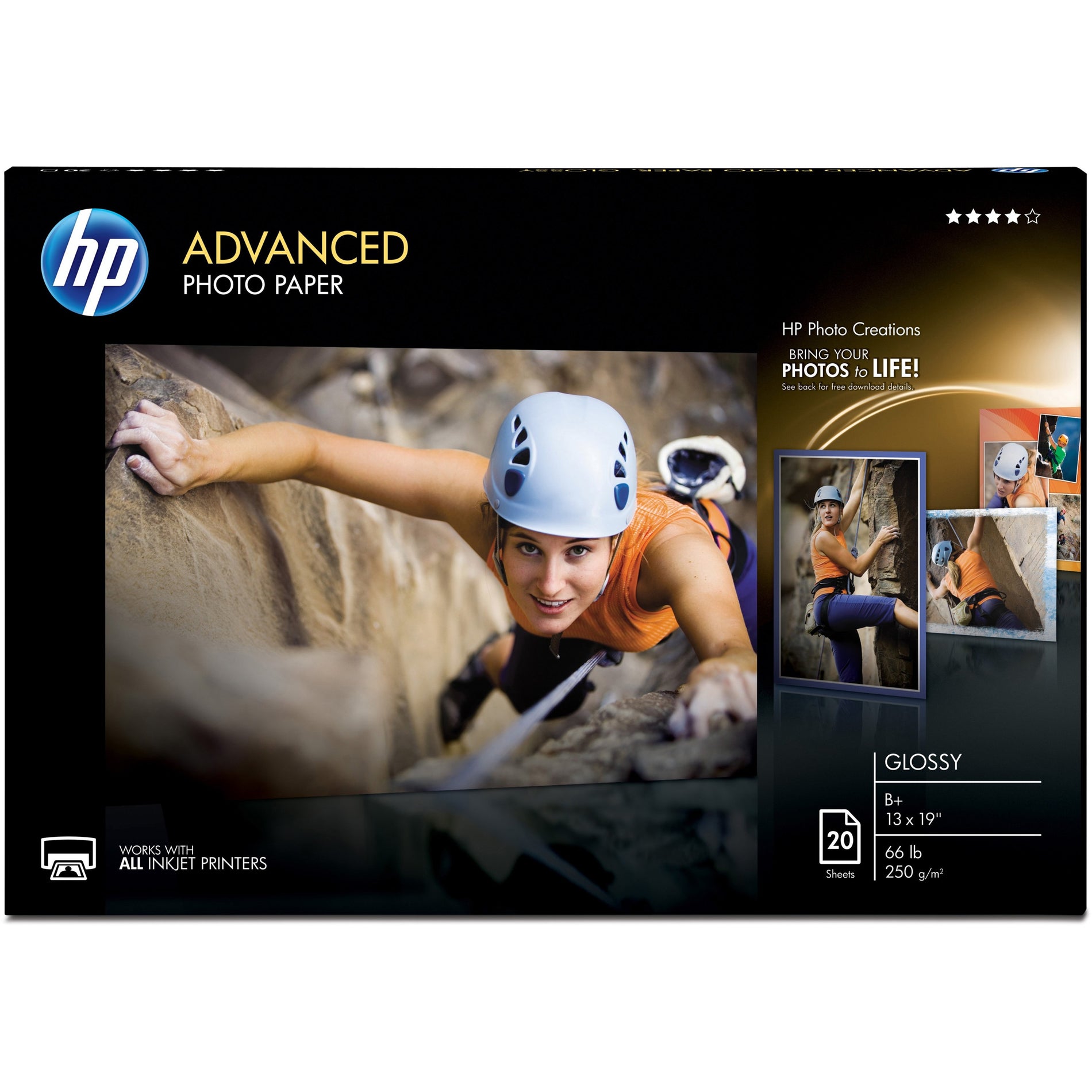 HP Glossy Photo Paper, 20/PK, 13"x19" , 10.5 mil Thickness (CR696A)