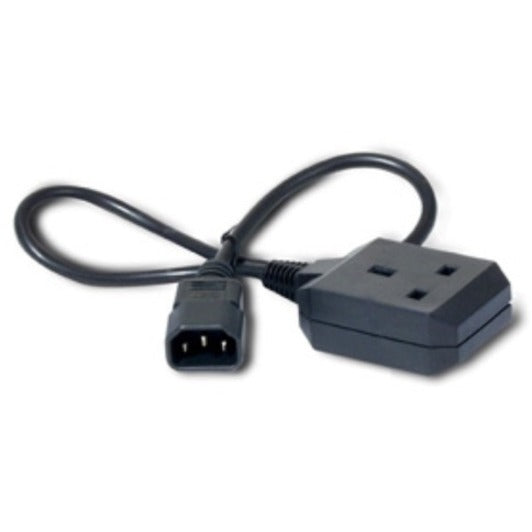 APC AP9881 2-foot black power cord with C14 input connector and C13 output socket against white background-alternate-image1