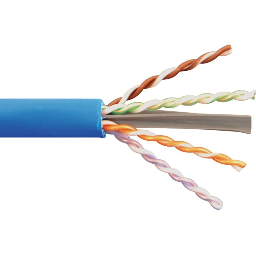 Close-up view of ICC Cat.6a UTP cable's internal structure showing four twisted pairs with spine separator and blue PVC jacket-alternate-image1