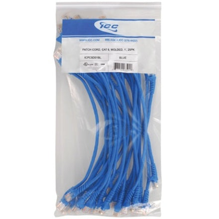 Bulk package of 25 blue Cat6 network patch cables with RJ-45 connectors-alternate-image2