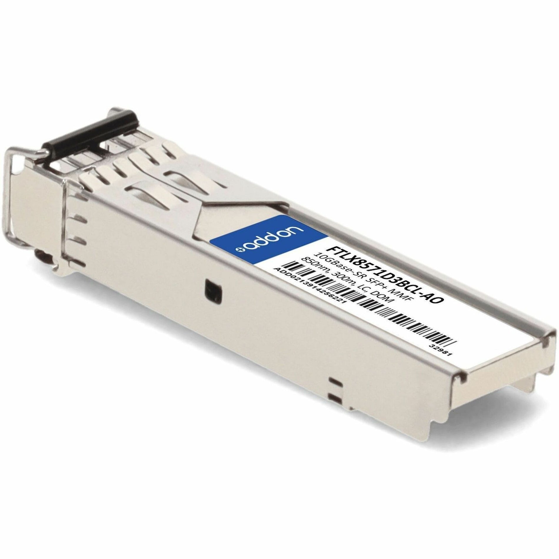 Angled view of SFP+ module highlighting branding and technical specifications-alternate-image3