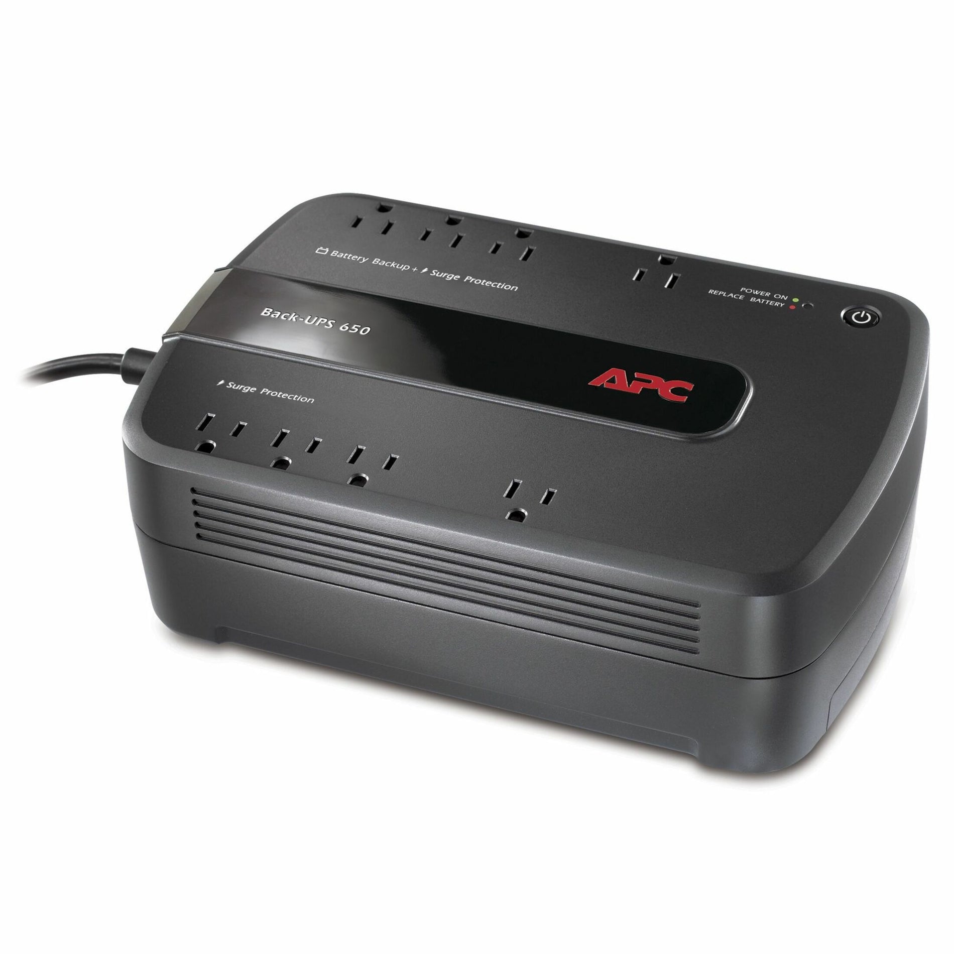 APC Back-UPS 650, w/ USB, 120V, 390W, 8 Outlets, Black (BE650G1)