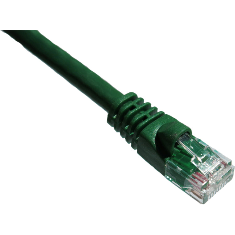 Detailed side view of green CAT6 cable connector showing snagless boot design-alternate-image2