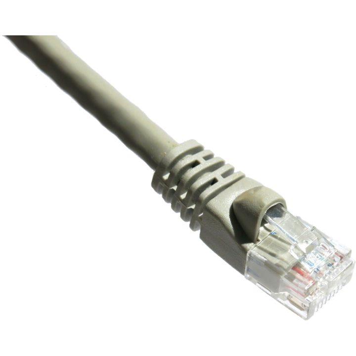 Detail shot of CAT6 cable's gray snagless boot and RJ-45 connector showing strain relief design-alternate-image2