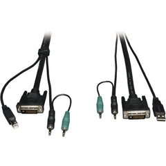 Tripp Lite by Eaton KVM Cable Kit, 10ft DVI-D/USB/Audio Connections, Secure KVM Switch Compatible, Molded Copper Construction, Black P759-010 (Lifetime Warranty)