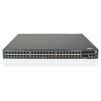 Front view of HPE 5500-48G-4SFP HI network switch showing 48 Gigabit ports and expansion slots in 1U form factor-alternate-image1