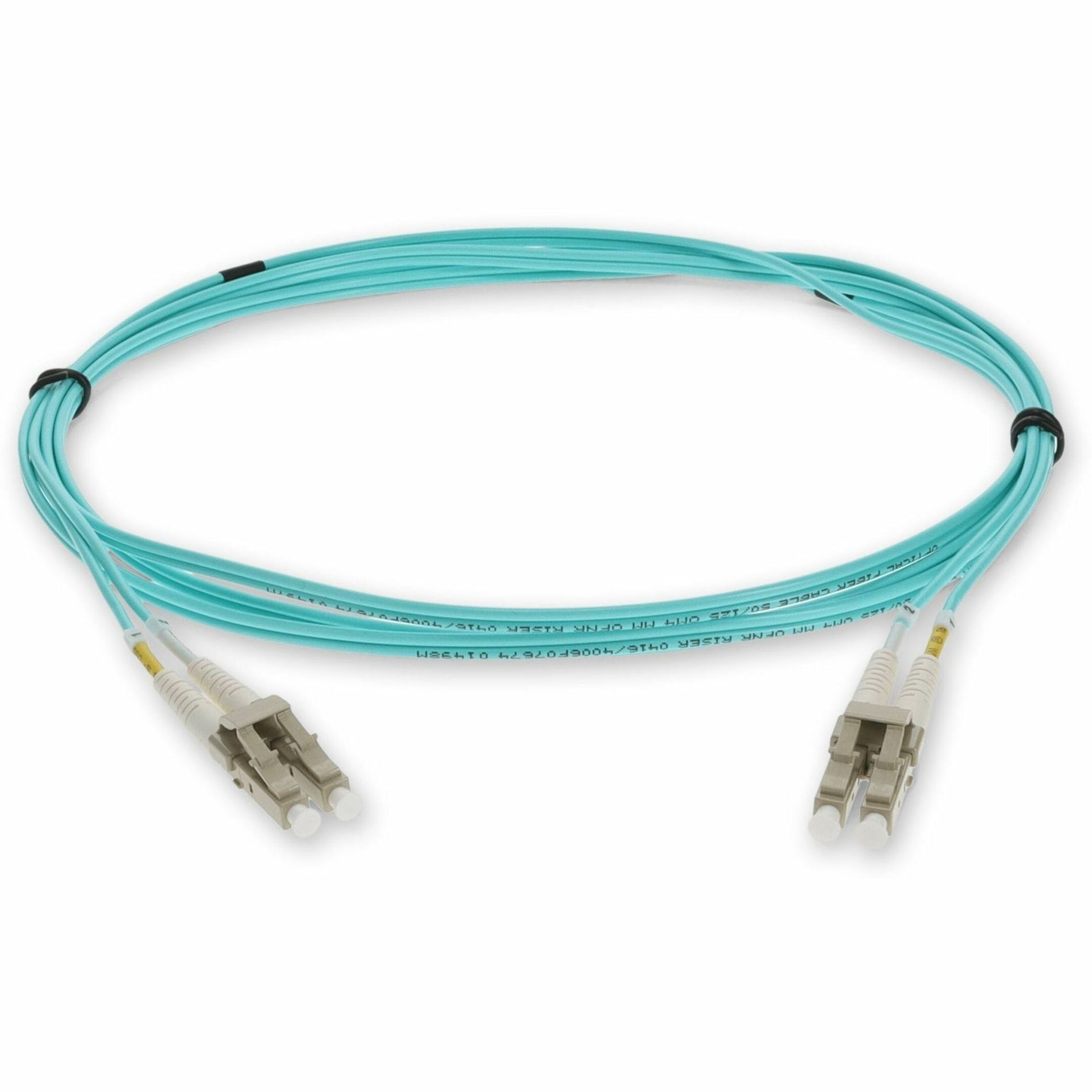 Full length view of AddOn OM3 fiber cable with emphasis on connection points-alternate-image8