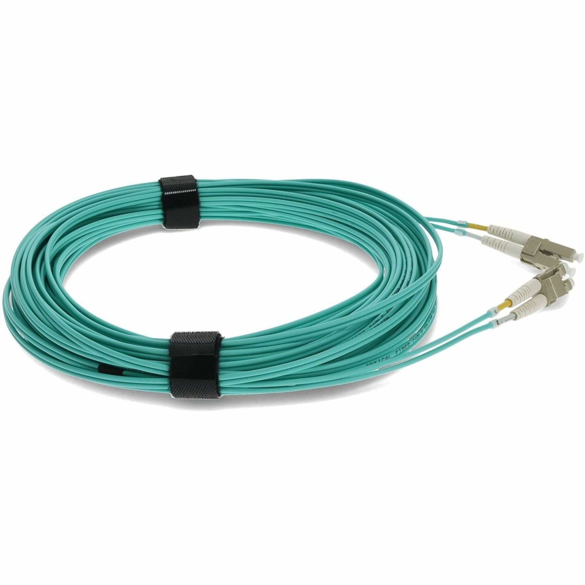 Side view of coiled OM3 fiber cable showing flexibility and strain management-alternate-image4