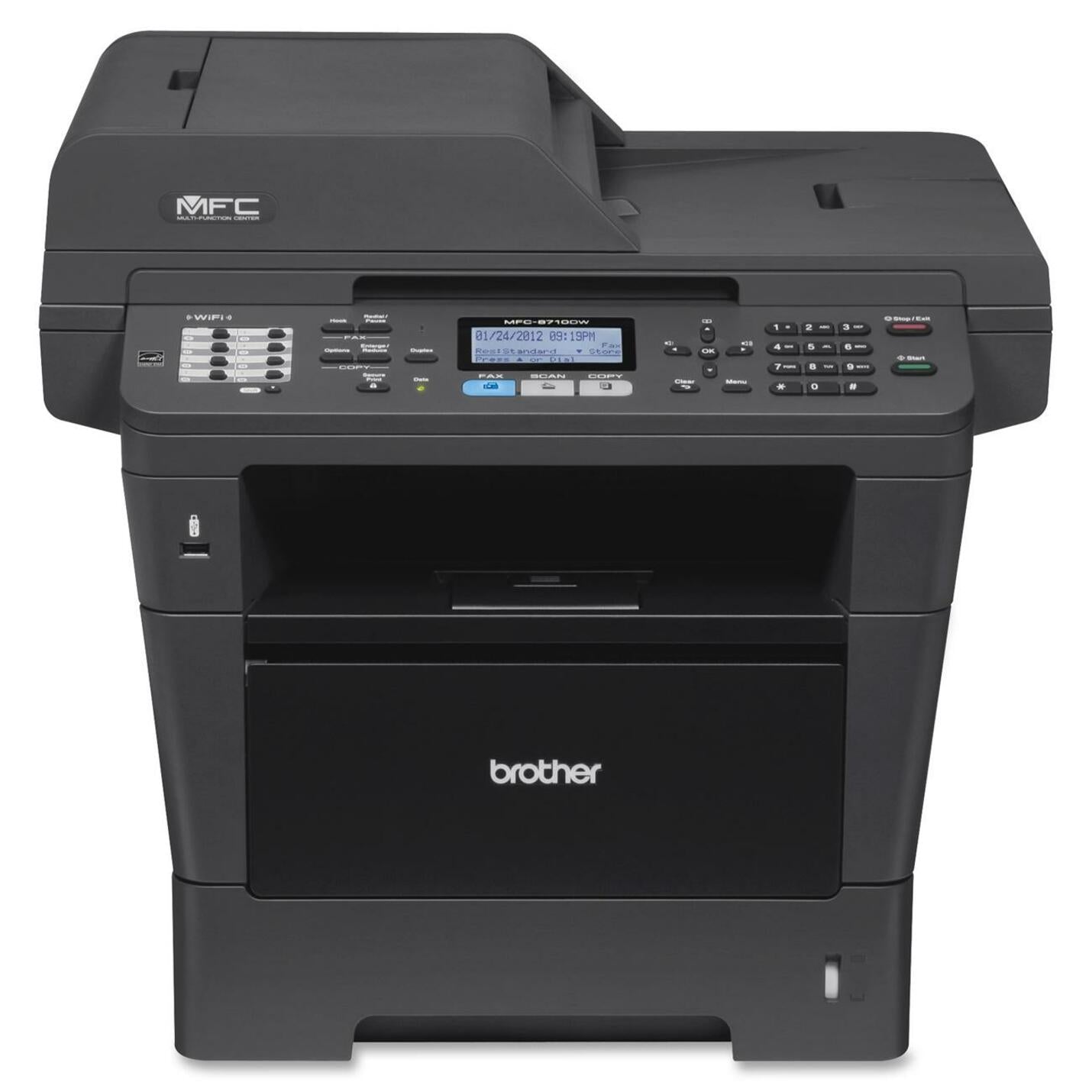 Brother MFP Laser Printer, 40PPM, 250Sht Cap, 19x16x17 , Black (MFC-8710DW)