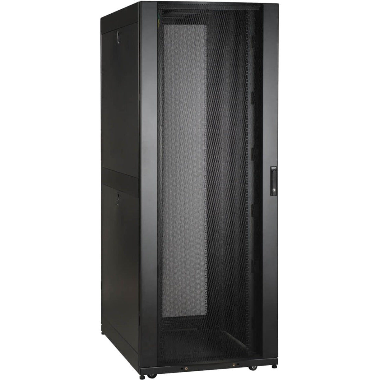 Front view of Tripp Lite SR42UBWDSP1 42U rack enclosure showing perforated mesh door-alternate-image1