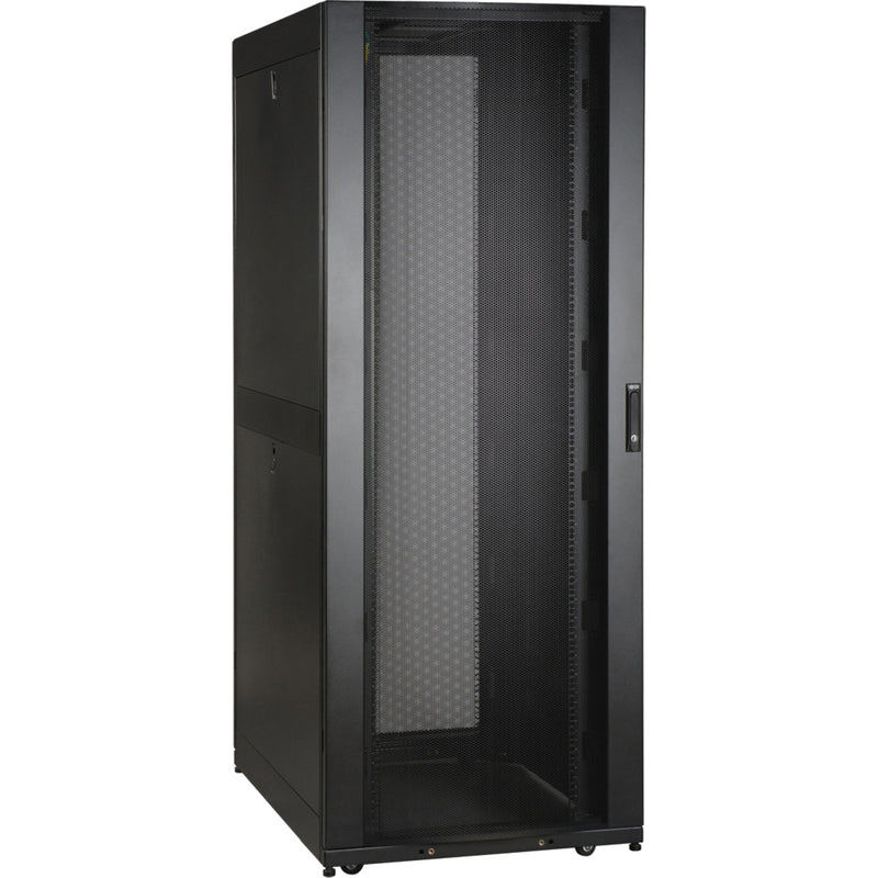 Angled view of SR42UBWDSP1 rack cabinet showing wide format design