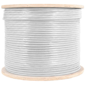 1000-foot Category 6a white network cable wound on wooden reel spool for professional network installations-alternate-image1