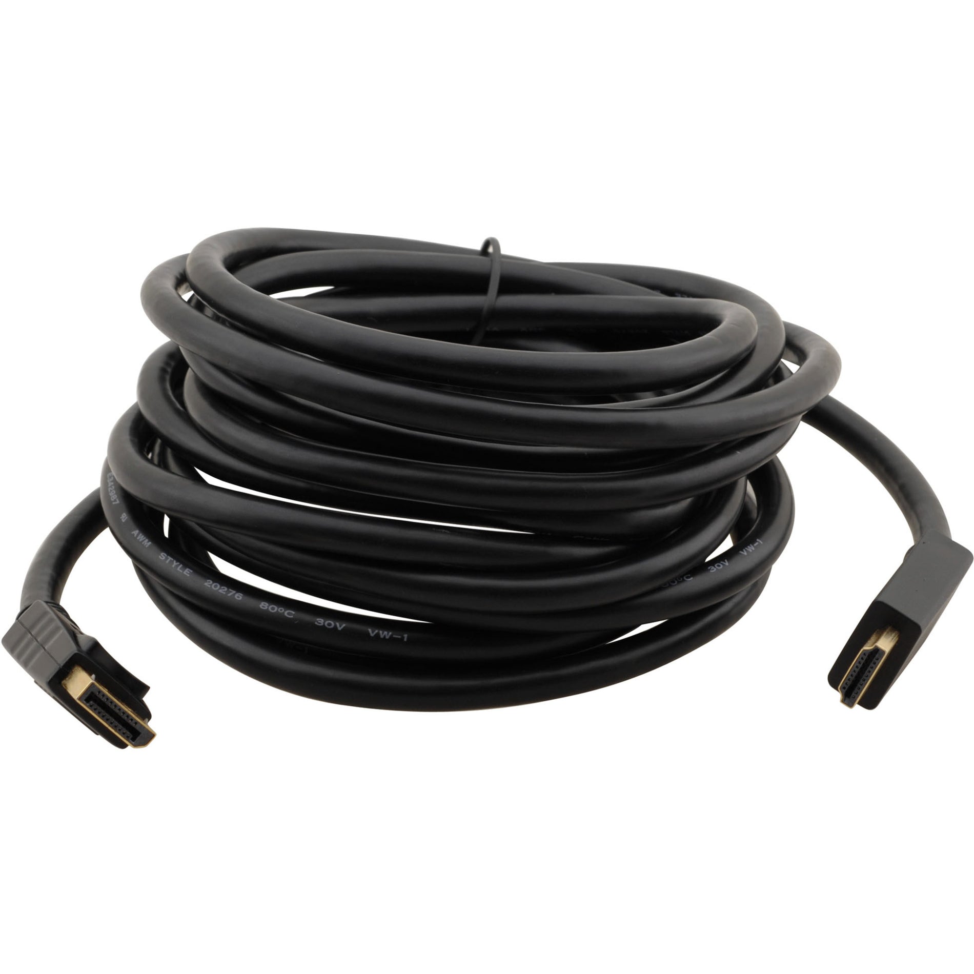 10-foot black Kramer DisplayPort to HDMI cable with gold-plated connectors coiled against white background-alternate-image1