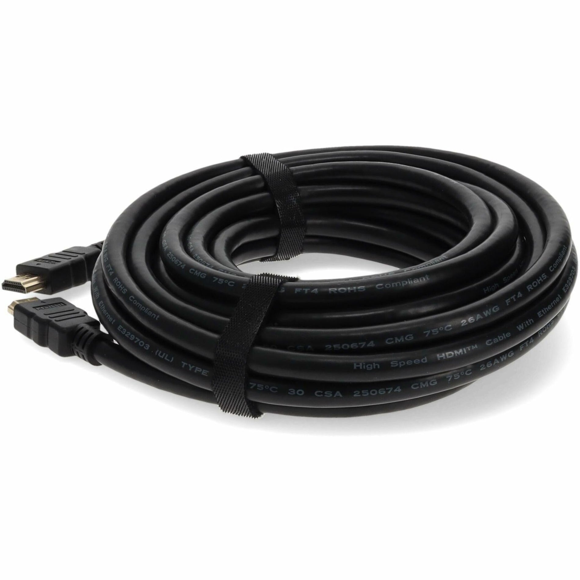 Left angle view of coiled HDMI cable showing cable management straps and premium construction-alternate-image2