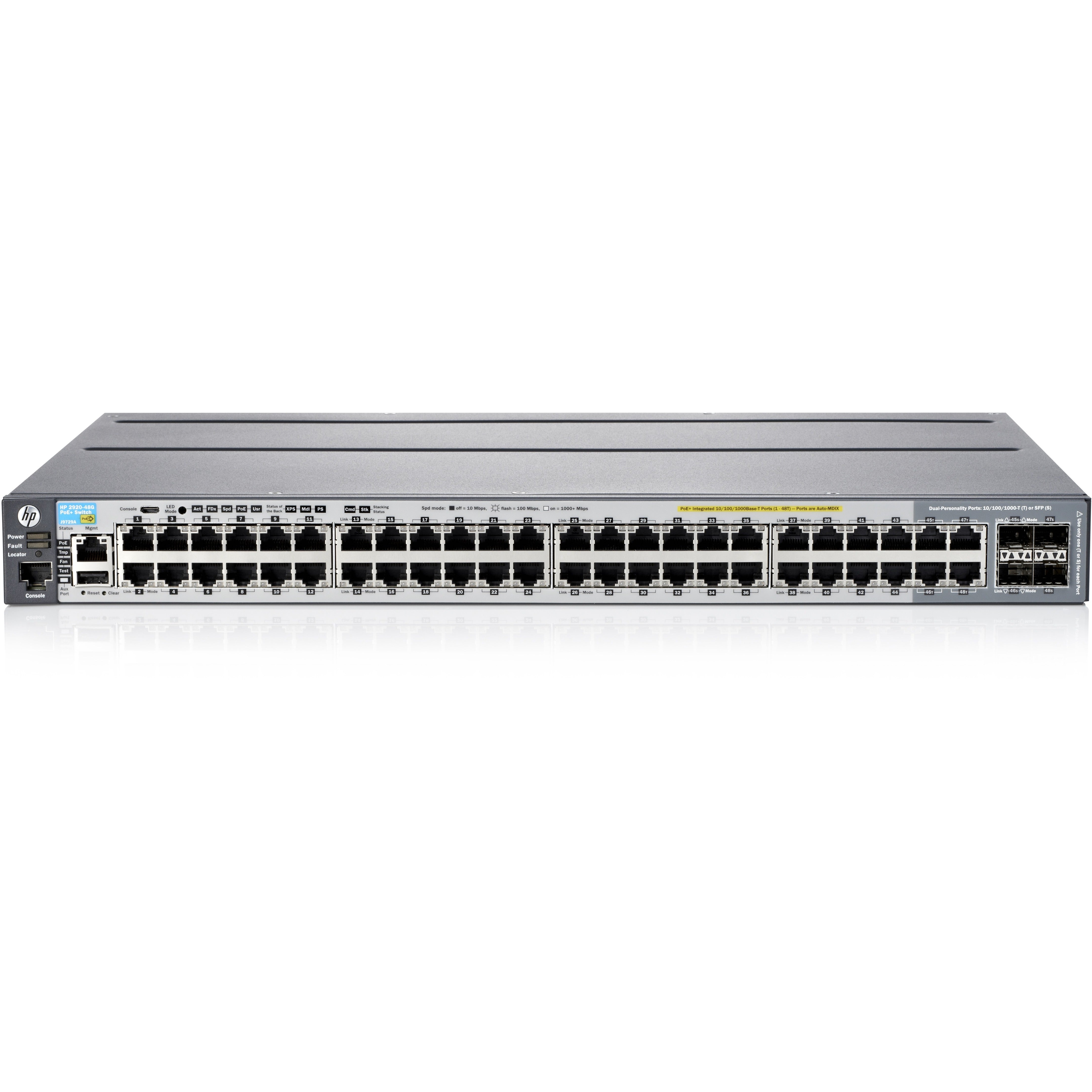 品牌名称： 惠普  产品标题： HPE E 2920-48G-POE+ 交换机 (J9729A)