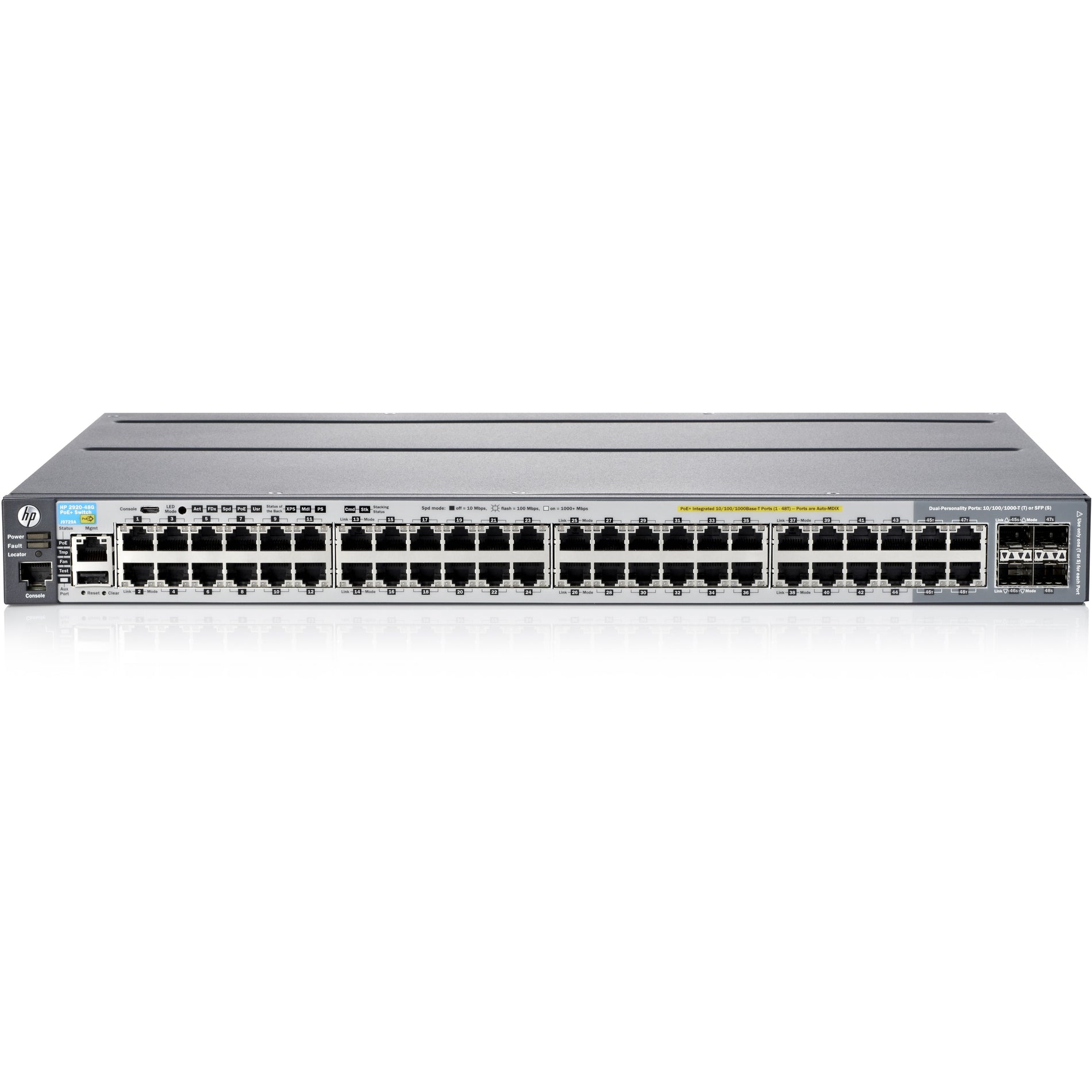 品牌名称： 惠普  产品标题： HPE E 2920-48G-POE+ 交换机 (J9729A)